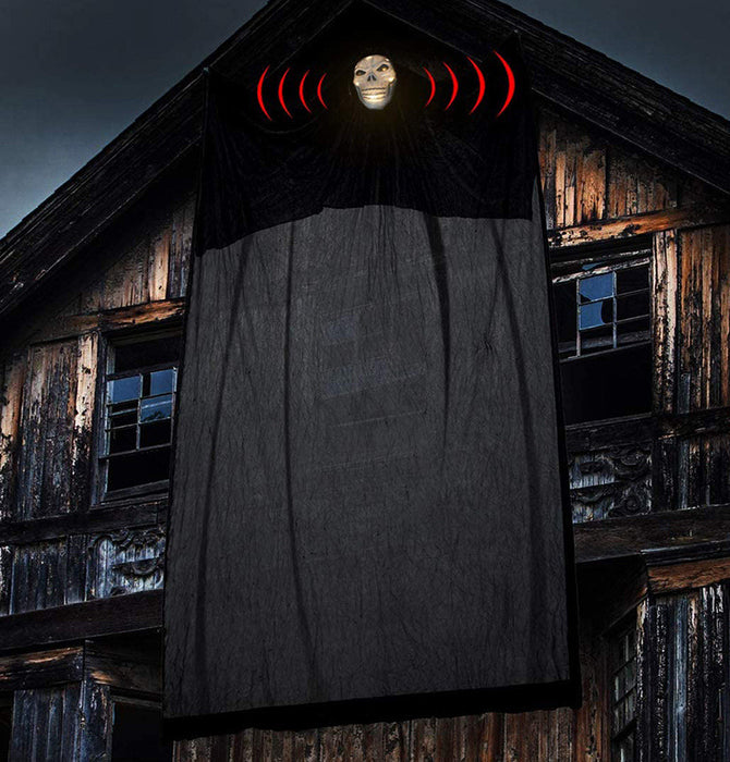 Halloween Decoration Voice-activated Light-emitting Sound Horror Ghost Mask Big Hanging Ghost Hanging Ghost