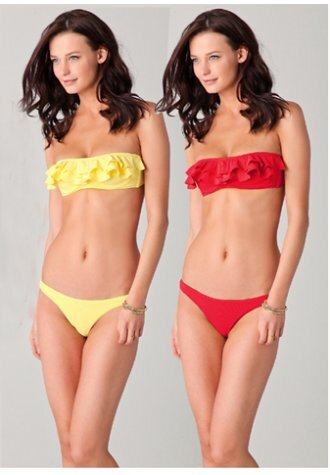 Sexy Ruffle Fringe Bandeau Top Traingle Bottom Swimwear