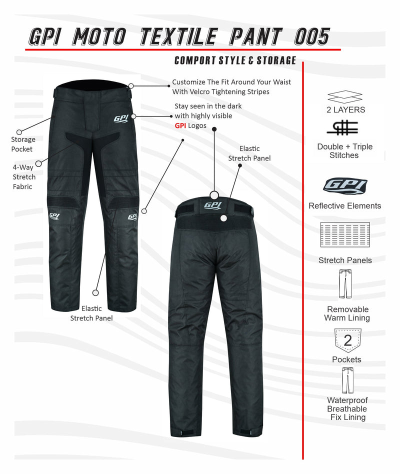 High Premium Quality Adjustable Waterproof Motorcycle Pants – Full Black-