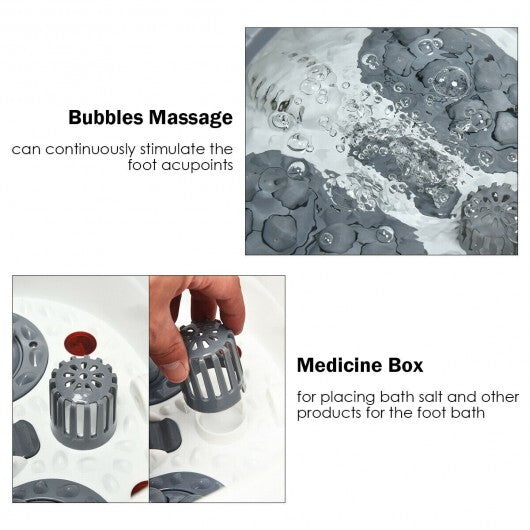 Portable Electric Foot Spa Shiatsu Roller Motorized Massager-Gray - Color: Gray