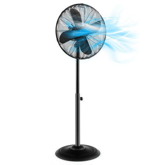 16 Inch Pedestal Standing Fan Oscillating Pedestal Fan with 3 Speeds and Adjustable Height-Black - Color: Black