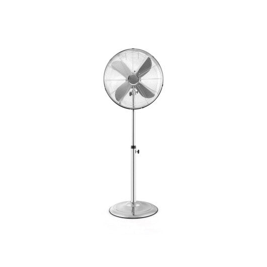 16 Inch Pedestal Standing Fan Oscillating Pedestal Fan with 3 Speeds and Adjustable Height-Silver - Color: Silver