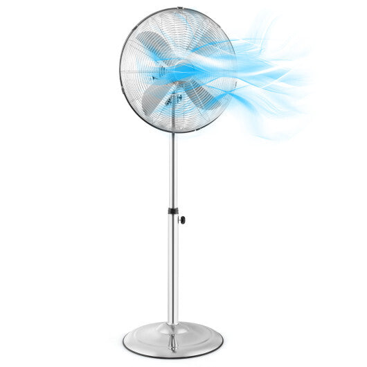 16 Inch Pedestal Standing Fan Oscillating Pedestal Fan with 3 Speeds and Adjustable Height-Silver - Color: Silver