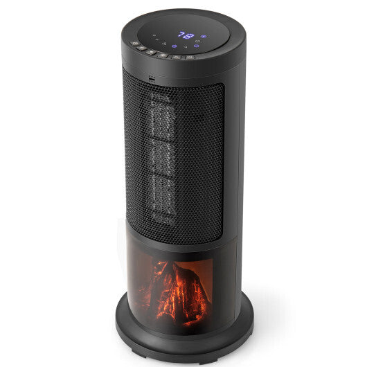 17 Inch 1500W Portable Tower Space Heater with 135 Oscillation-Black - Color: Black