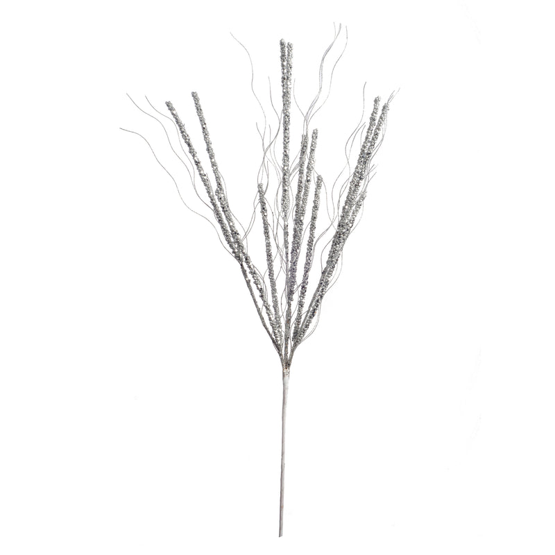 Christmas Floral Silver Spike Glitter Pick 3.9 X 30 Inches