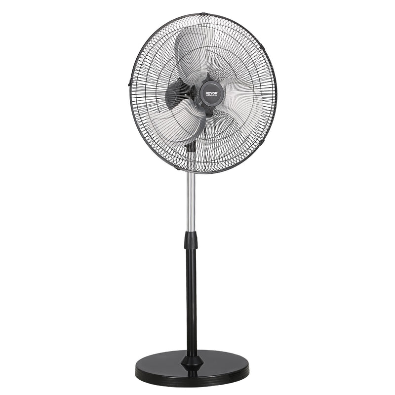 Industrial Pedestal Fan, 18 Inch 90-Degree Oscillating Fan, Height Adjustable Standing Fans with 3 Adjustable Speeds, High Power Fans for Warehouse,Garage,Commercial,Residential, Black