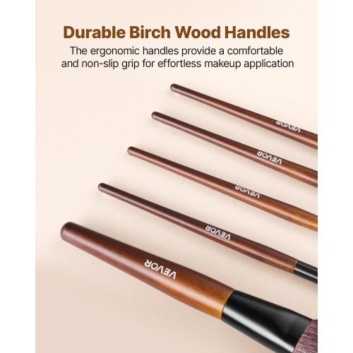 9-Piece Makeup Brush Set for Foundation Blending Eyeshadow, Professional Makeup Brush Kit with Soft Natural Wool & Vegan Synthetic Bristles, Ergonomic Wood Handle, Travel-Friendly Storage Bag