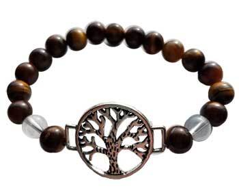 Tiger Eye/ Quartz with Tree of Life 8mm