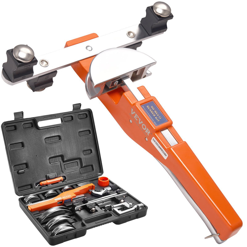 Pipe Tube Bender, 1/4"-7/8" O.D. Ratcheting Tubing Bender, 90? Forward/Reverse Pipes Bending Tools with 7 Dies and Pipe Cutter for HVAC Air Conditioning Refrigerator Repair