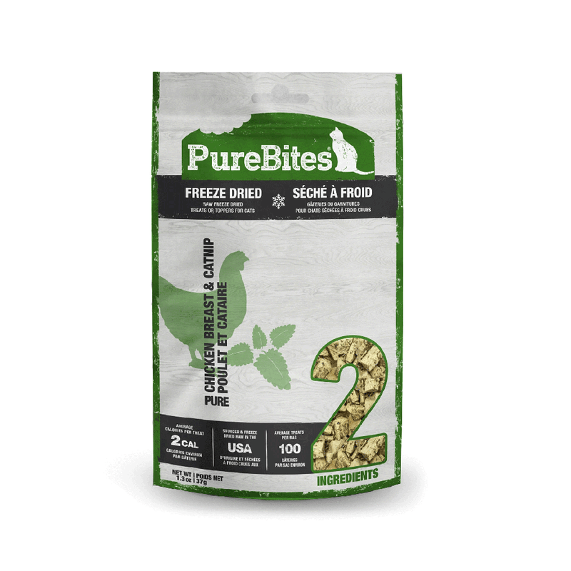 PB00107 PURE BITES Cat Treats Freeze Dried Chicken Breast and Catnip 1.3oz