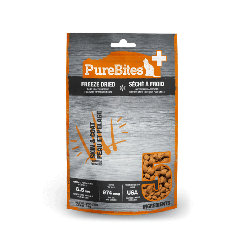 PB00324 PURE BITES+ Cat Treats Freeze Dried Skin and Coat 1.09oz