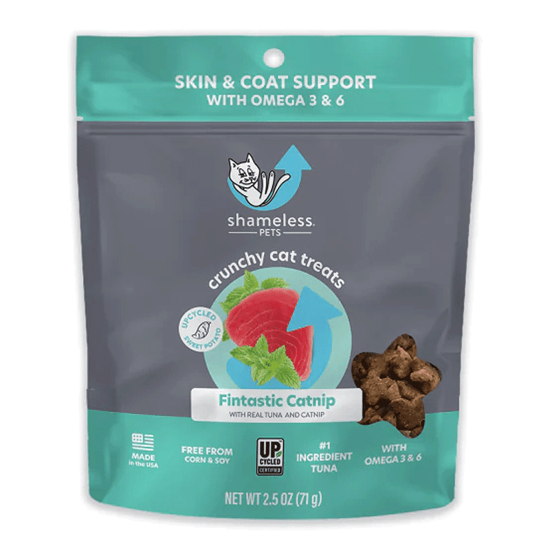 SHP73776 SHAMELESS PETS Crunchy Cat Treats Fintastic Catnip 2.5oz