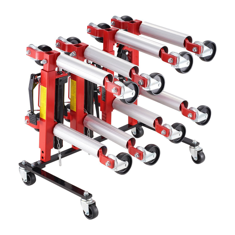 Car Dolly Rack, Storage Rack with 360? Rotatable Wheels, Hydraulic Ratchet Trolley Jack Stand Organizer, Jack Stands Holder Storage Rack, 4-Dolly Capacity, Compatible with Most Dollies