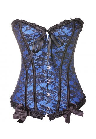 Blue Lace & Bows Burlesque Corset