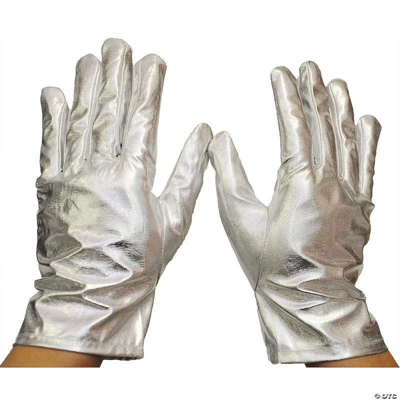 Adult metallic gloves-silver-one size