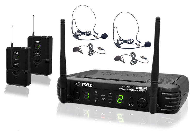 Pyle Microphone System with (2) Body-Pack Transmitters and (2) Lavalier Micophones
