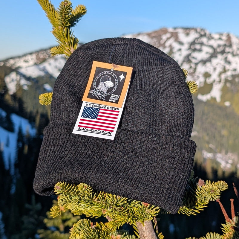 Merino Black Wool Cap