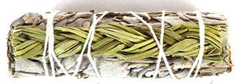 White Sage & Sweetgrass smudge stick 4"