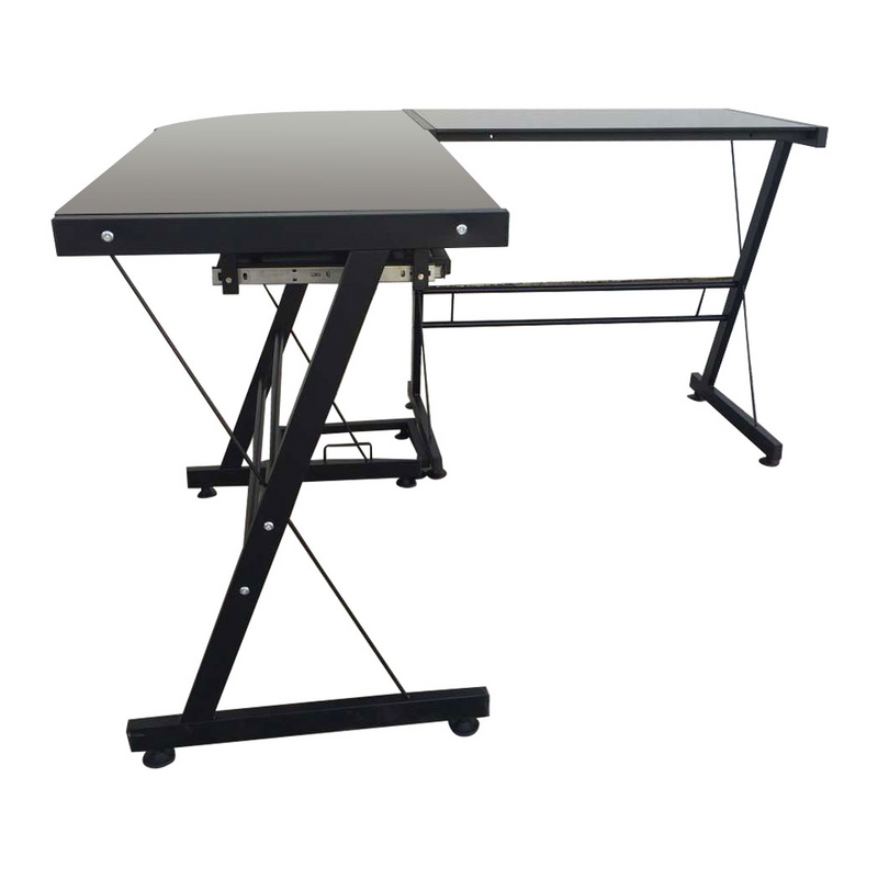 L-Shaped Durable Stalinite Splicing Computer Desk 402C Black