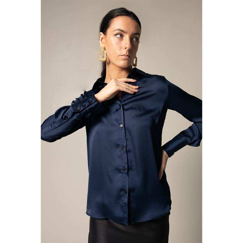 Classy Women Silk Blouse in Royal Blue