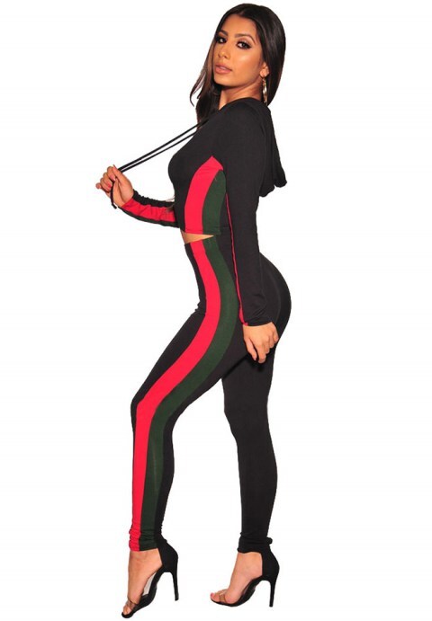 Women's Casual Sport Bodycon Crop Top Long Skinny Pant Set