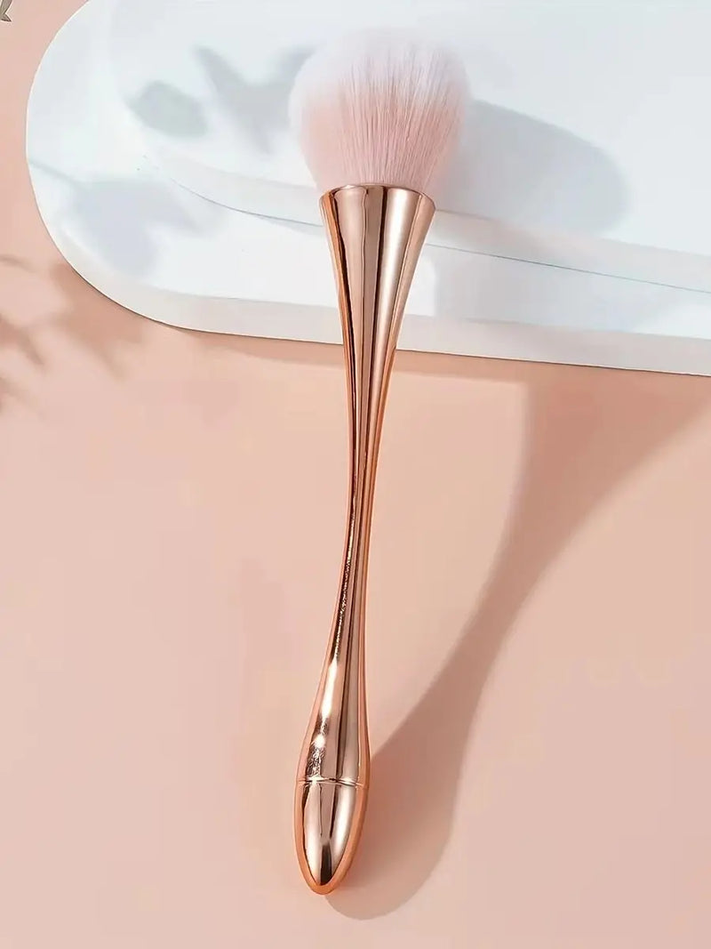 Rose Golden Fan Makeup Brush,Cosmetic Brush Loose Powder Brush ,Highlighting Brush Blush Brush-Soft Hair Makeup Fixing