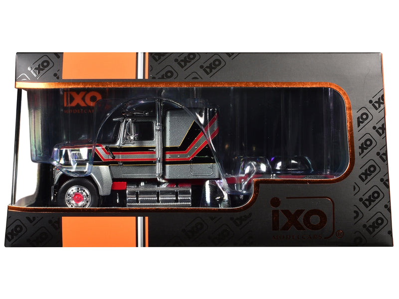 1978 Ford LTL 9000 Truck Tractor Gray Metallic with Red and Black Stripes 1/43 Diecast Model by IXO Models