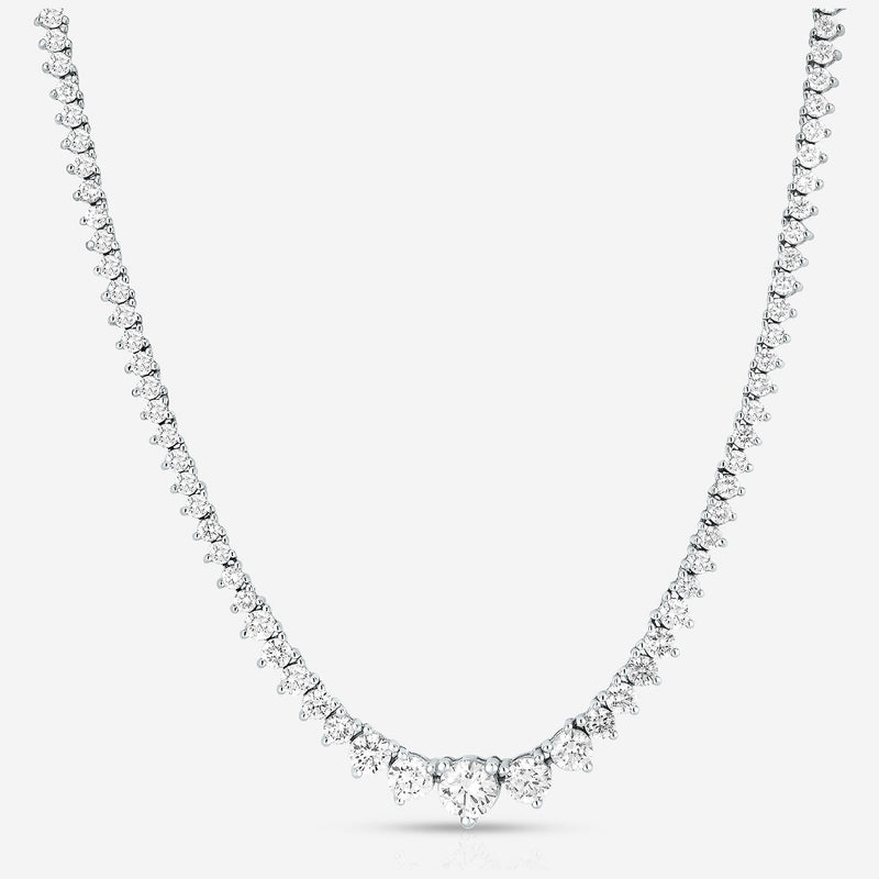 20 CT Created White Sapphire Graduated Tennis Necklace - G-H Color, SI Clarity