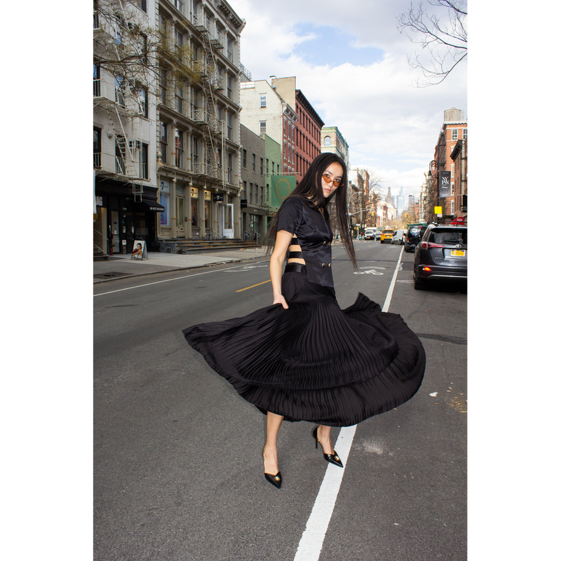 Maryanne Black Pleated Skirt