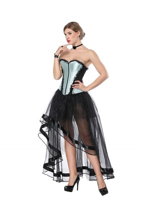 Sexy Sweetheart Zipper Overbust Corset And High Low Skirt