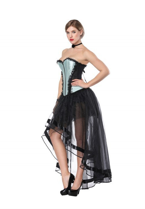 Sexy Sweetheart Zipper Overbust Corset And High Low Skirt