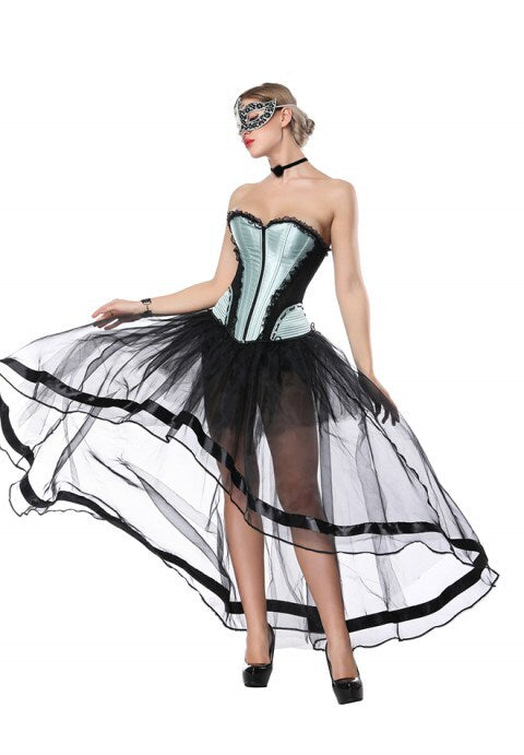 Sexy Sweetheart Zipper Overbust Corset And High Low Skirt