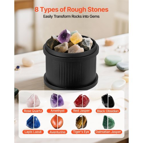 Rock Tumbler Kit, 3 lbs Rock Polishing Kit, 4 Speed Settings 9-Day Polishing Timer Stone Polishing Kit, Rock Polisher with Rough Gemstones and Polishing Grits, Rock Polisher for Adults Kids