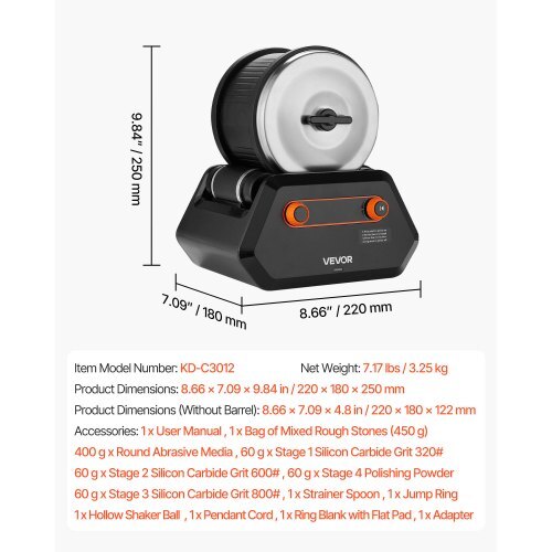 Rock Tumbler Kit, 3 lbs Rock Polishing Kit, 4 Speed Settings 9-Day Polishing Timer Stone Polishing Kit, Rock Polisher with Rough Gemstones and Polishing Grits, Rock Polisher for Adults Kids