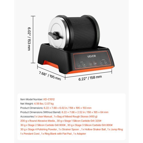 Rock Tumbler Kit, 2 lbs Rock Polishing Kit, 4 Speed Settings 9-Day Polishing Timer Stone Polishing Kit, Rock Polisher with Rough Gemstones and Polishing Grits, Rock Polisher for Adults Kids