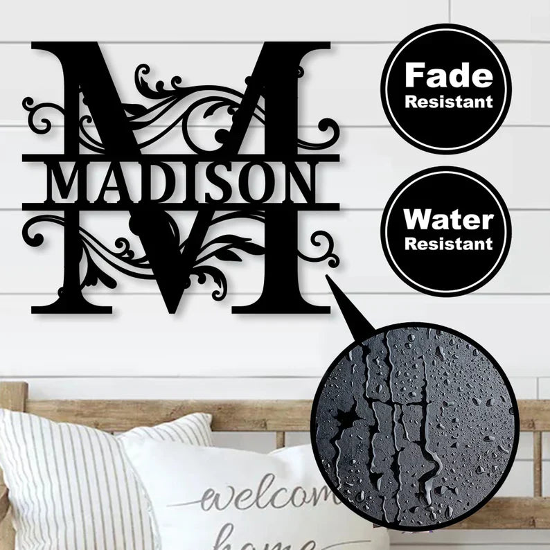 Custom Metal Wall Art - Personalized Split Letter Name Sign