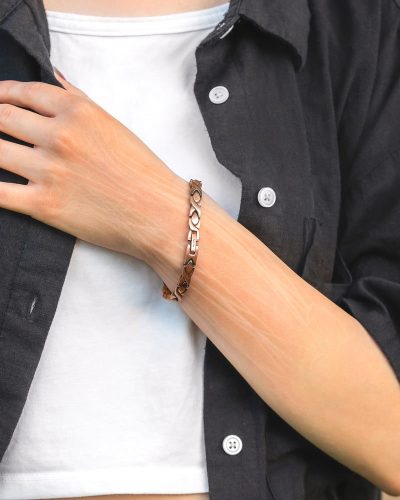 Women’s Ultra Strength Pure Copper Magnetic Therapy Bracelet (XO)