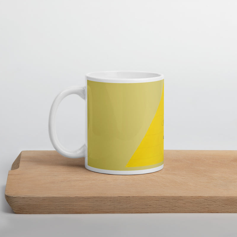 White glossy mug Pyramid Monster