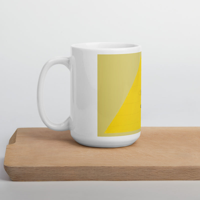 White glossy mug Pyramid Monster