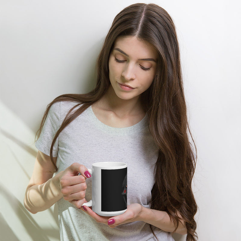 White glossy mug Monster