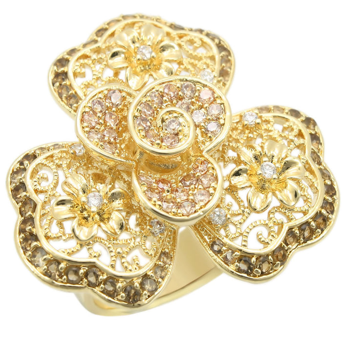 0W312 - Brass Ring Gold Women AAA Grade CZ Multi Color