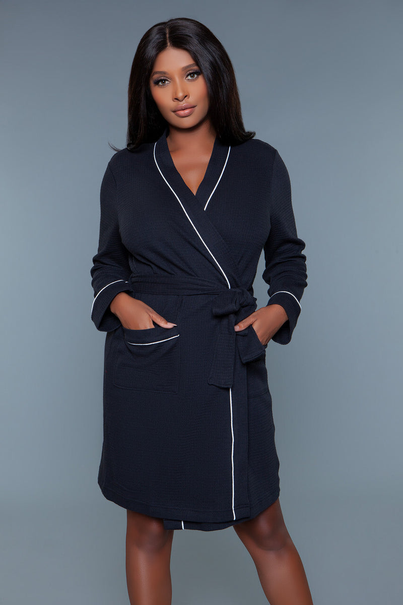 2258 Waffle Robe Black