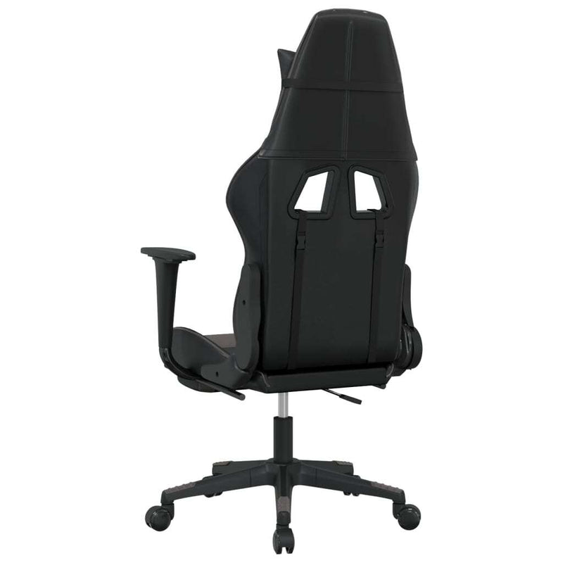 Gaming Chair Black and Grey Faux Leather, Metal, Plywood, Foam