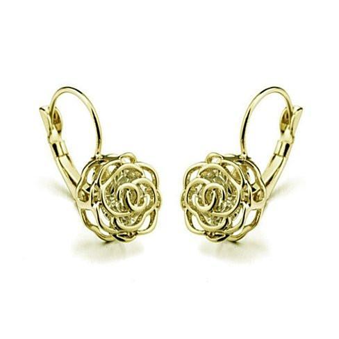 ROSE IS A ROSE 18kt Rose Crystal Earrings In White Yellow And Rose Gold Plating