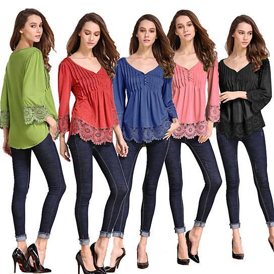 Blouse Color: MARGARITA GREEN,Size: LARGE - Explora Tops In Pretty Pintucks And Breezy Lace Details