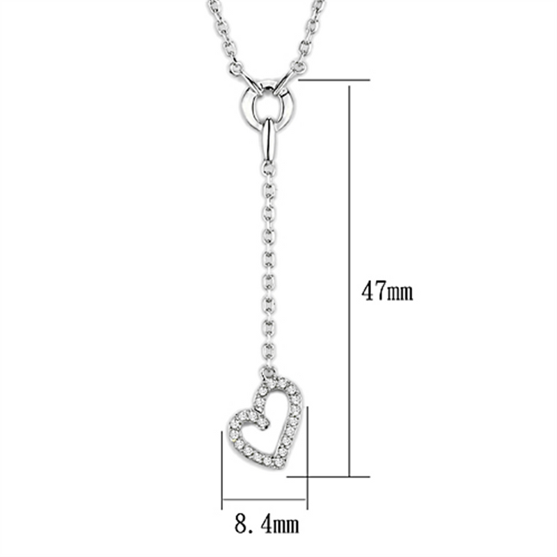 3W425 - Rhodium Brass Necklace with AAA Grade CZ  in Clear
