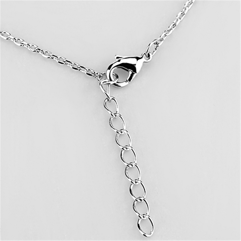 3W425 - Rhodium Brass Necklace with AAA Grade CZ  in Clear