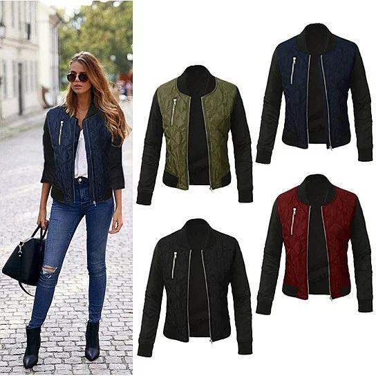 Size: Medium,Color: Classic Black - Chic Babe Bomber Jacket In Quilted Satin