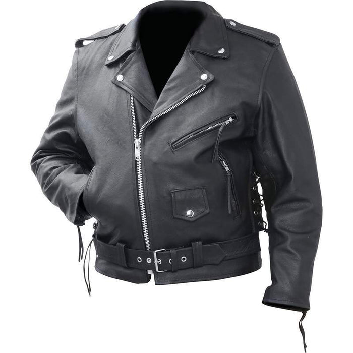 Solid Genuine Cowhide Leather Classic Motorcycle Jacket