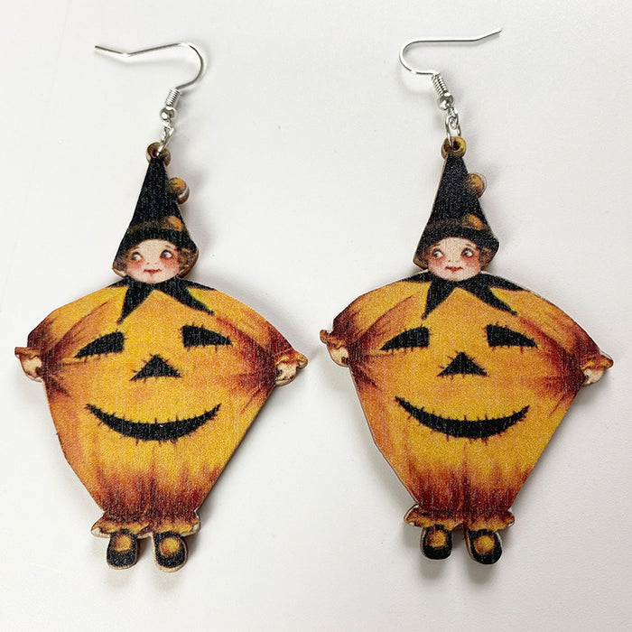Halloween Horror Ghost Wood Earrings